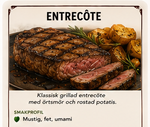 Måltidskort med entrecôte